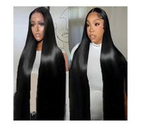 Women's wig Fashion wig 200 Density Black Women's Amount Wig Brazilian Wig Human Hair 13x4 Bone Straight Hair HD Sheer Lace Wig Wig(14inch)