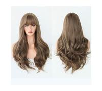 Women's wig Fashion wig Women'S Wig Long Curly Hair Big Waves Full Top Fluffy Air Fringe Wig Black Brown Wig(ColdBrown)