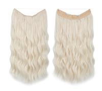Women's Wig Female wig one-piece hair extensions long wavy curls fluffy pieces Human Wigs(White)