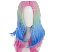 Women's Wig Gradient Color Long Curly Hair Wig, Pink, Blue, Purple Blocking, Big Waves, Breathable, Natural, Daily Cosplay Styling, Hundred Human Wigs