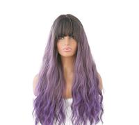 Women's Wig Hair Replacement Wigs Long Curly Pink Synthetic Wigs With Bangs Daily Wear For Women Hair Wig Women Party(A)
