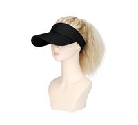 Women's Wig Knitted Hat,Knitted Hat,Hat Wig For Women Baseball Cap Wig With Curly Synthetic Hair Extensions Ponytail Cap Wig Sun Hat With Hair(10in24H60#/)