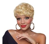 Women's Wig Light Gold Short Retro Wavy Wig For Women, Elegant Hair, Daily Commuting Style Human Wigs