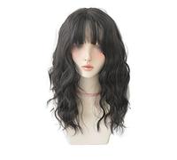 Women's Wig Long Curly Brown Hair Dyed Black On The Top High Temperature Silk Synthetic Wig With Bang Women Fashion Hairs Stylish Wigs For Women