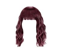 Women's Wig Long Curly Hair Natural Wig Full Head Set High Temperature Silk Highlight Dyeing Large Waves (Red, One Size)