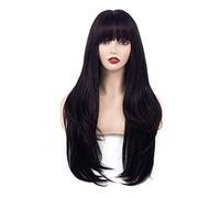 Women's Wig Long Straight Black Brown Soft Natural Hair Wig For Female High Temperature Silk Summer Heat-Resistant Daily Wig Hair Wig Women Party(C)