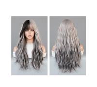 Women's Wig Long Wavy Curly Wig With Bangs, Gradient Gray Long Wig, Natural Wig For Women, Suitable For Daily Parties And Dates Hair Wig Women Party