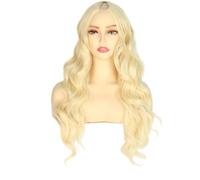 Women's Wig Medium Length Curly Hair Wig And Headband For Daily Use Human Wigs(Gold)