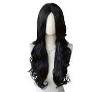 Women's Wig Medium length curly hair with large waves, wig and headband for women Human Wigs(Black)