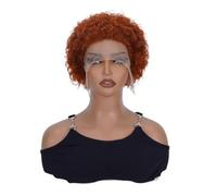 Women's Wig Orange red short small curly wig for women, naturally fluffy, daily personality Human Wigs