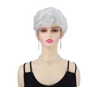Women's Wig Pure White Short Curly Wig For Women, Natural Fluffy Texture Hair, Daily Elegant Temperament Human Wigs