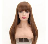 Women's Wig Qi Liu Hai Long Straight Hair Wig Headset | Natural And Realistic | Suitable For Multiple Occasions Human Wigs(Yellow)