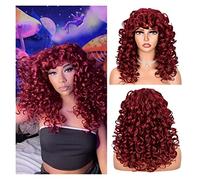 Women's Wig Red Brown Copper Ginger Short Curly with Bangs Synthetic Wigs for Women Wave Wigs Heat Resistant Hair Cosplay Hair Women's Wigs Hair Piece(BUG)