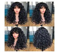 Women's Wig Red Brown Copper Ginger Short Curly with Bangs Synthetic Wigs for Women Wave Wigs Heat Resistant Hair Cosplay Hair Women's Wigs Hair Piece(1B)
