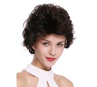 Women's wig short wild tousled wavy 80s chestnut brown mix