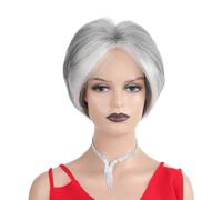 Women's Wig Silver Gray Center Button Wig For Women With Short Hair For Daily Commuting Human Wigs