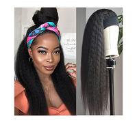Women's Wig Straight Glueless Half Wigs Headband Human Hair Wig with Head Band Brazilian Yaki Headband Human Hair Wigs for Black Women Women's Wigs Hair Piece(180 Density,12 inch)