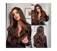 Women's Wig Synthetic Hair Long Water Wave Ombre Dark Brown Middle Part Wigs for Women Natural Synthetic Heat Resistant Party Wigs Natural Looking Hair Wig Women Party