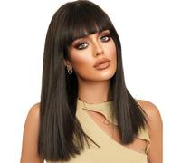 Women's Wig Wig, Female Collarbone, Temperament, Medium Long Full Head Cover, Black Human Wigs