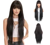 Women's Wig Wig, Female, Round Face, High Level, Long Straight Hair, Bangs, Full Head Cover Human Wigs