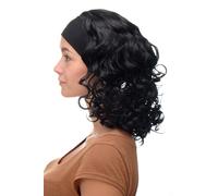 Women's Wig Wig Headband Voluminous Curls Black Velvet Black BRO-704-1B