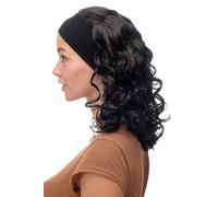 WIG ME UP - BRO-704-3 Lady Quality Wig fixed black head band shoulder length very voluminous curled dark brown