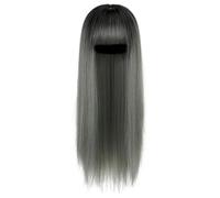 Women's Wig Wig Ladies Gradient Color Long Straight Wig with Bangs Fashionable Natural Fluffy Wig Hair Wig Women Party(A)