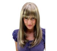 Women's Wig Wig Light Brown Blonde Highlights Bangs Long Straight 50 6310-12TT26