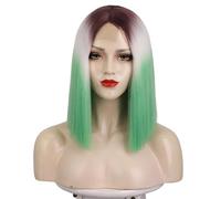 Women's Wig Wig, Short, Straight And Smooth, Women's Headband Human Wigs(Green)