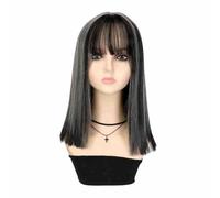 Women's Wig Wig Women's Air Bangs Short Hair Fashionable Short Straight Hair Full Headgear High Temperature Synthetic Wig Hair Wig Women Party(B)