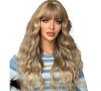 Women's Wig Wig Women's Full Head Cover Water Ripple Pickled Grey Gold Gradient Long Curled Hair Style Human Wigs