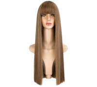 Women's Wig Wig Women's Long Straight Hair With Elastic Mesh Fluffy Natural Artificial Hair High Temperature Chemical Fiber Wig Hair Wig Women Party(A)