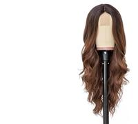 Women's wig with split center, small lace and wavy curly hair hood
