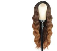 Women's wig with split center, small lace and wavy curly hair hood