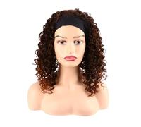 Women's Wig Women's Short Hair, Small Curly, Wig, Headband, Fluffy Daily Use Human Wigs(Bruin)
