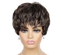 Women's Wig Women's short layered wave wig synthetic bangs Human Wigs