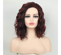 Women's Wig Women's Short Light Brown Wavy Wig, Side Curly, Suitable For Daily Wear At Parties Human Wigs(Red)