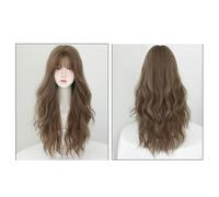 Women's Wig Women's Wavy Wig With Bangs, Charming Wig For Long Hair Wavy Hair, Black Brown Wig, Suitable For Daily Party Use Hair Wig Women Party(03)