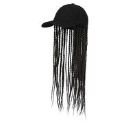 Women's wig Woven Baseball Hat Wig， Long Braiding Hair Baseball Cap Wig Hair with Braided wig braids dirty braid (Black hat+natural black)