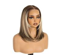 Womens wigs 16 Inch 6x4 Lace Front Wig Synthetic Hair Ombre Ash Blonde with Dark Root Glueless Wigs Daily Party