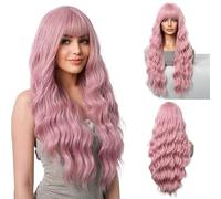 Womens wigs Bangs, Big Waves, Long Curly Hair Wig, Full Head Cover, Naturally Fluffy Daily Party(A)
