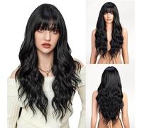Womens wigs Bangs, Big Waves, Long Curly Hair Wig, Full Head Cover, Naturally Fluffy Daily Party(C)