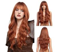 Womens wigs Bangs, Big Waves, Long Curly Hair Wig, Full Head Cover, Naturally Fluffy Daily Party(E)