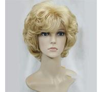 Women's Wigs Black/Brown Natural Short Curly Hair Synthetic Full Wig-24B Golden Blonde-6inches