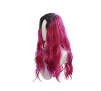 Womens wigs Black Purple Gradient Highlights Long Water Wavy Curly Synthetic Wigs Parting Middle Daily Party