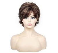 Womens wigs Brown gold dyed short curly wig for women, natural fluffy texture, hair perm, daily commuting Daily Party