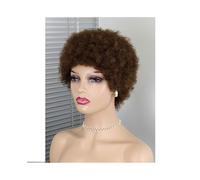 Womens wigs Curly Afro Wigs Short Brown Blonde Pixie Wig Human Hair Machine Made Daily Party(Dark Brown)