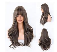 Womens wigs Female Long Hair Wig Full Head Set With Black Bangs, Big Waves, Natural Breathability, Fluffy Daily Party(A)