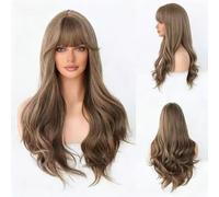 Womens wigs Female Long Hair Wig Full Head Set With Black Bangs, Big Waves, Natural Breathability, Fluffy Daily Party(B)