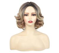 Womens wigs Female wig full head short curly hair with gradient brown headband Daily Party